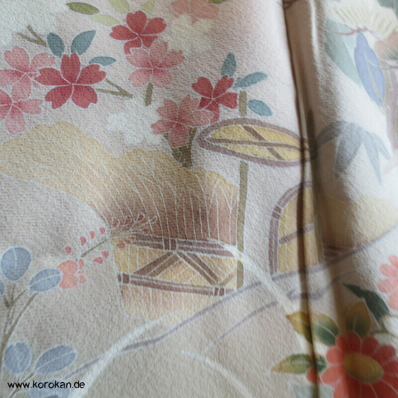 Pastell Landschaft Irotomesode Kimono Seidencrepe Karieba