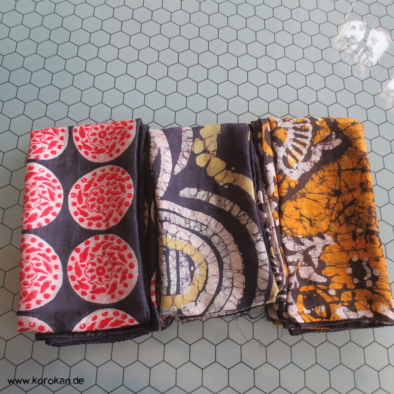 Vintage indische Seidenkarrees, Batik, Pongé