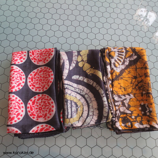 Vintage indische Seidenkarrees, Batik, Pongé