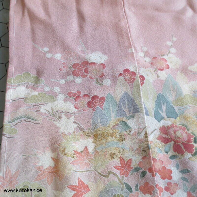 Pastell Landschaft Irotomesode Kimono Seidencrepe Karieba