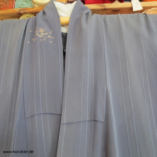 zarteste Gold und Silber Kugeln auf grau Sha Seiden Hitoe Kimono