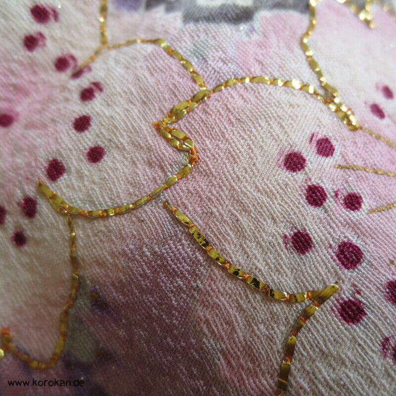 gelb glitzernder Seidendamast Furisode Kimono , Sakura