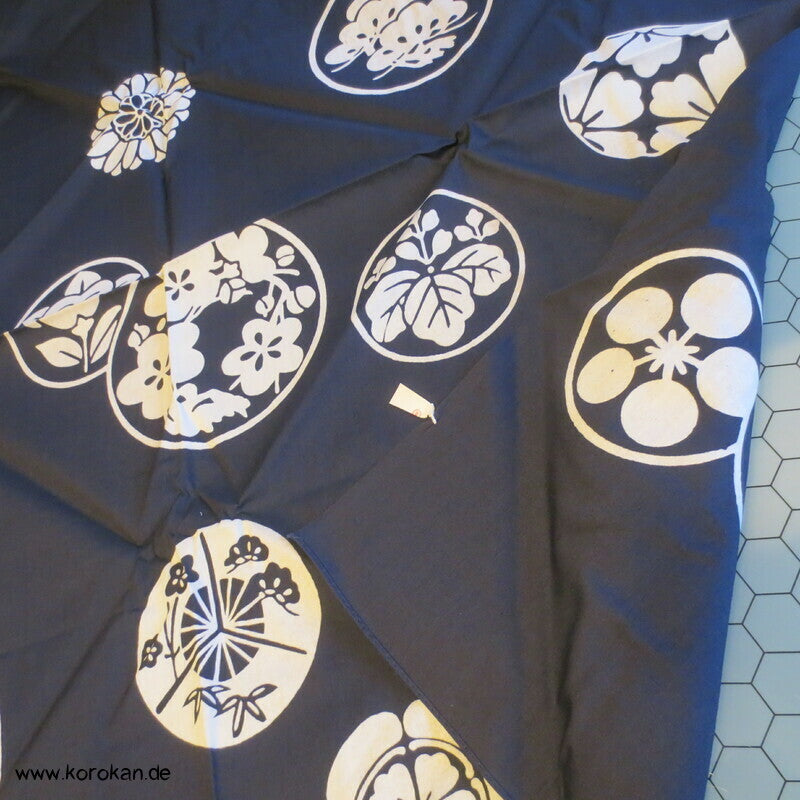 Furoshiki, Mon auf blau, Vintage unbenutzt,