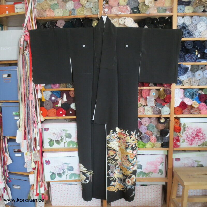 japanische Kicho Vorhänge Tomesode Seidencrepe Kimono