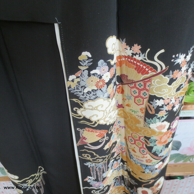 japanische Kicho Vorhänge Tomesode Seidencrepe Kimono