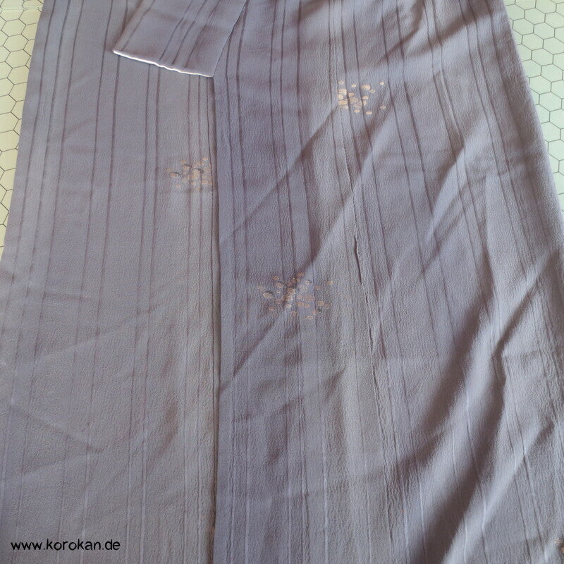 zarteste Gold und Silber Kugeln auf grau Sha Seiden Hitoe Kimono
