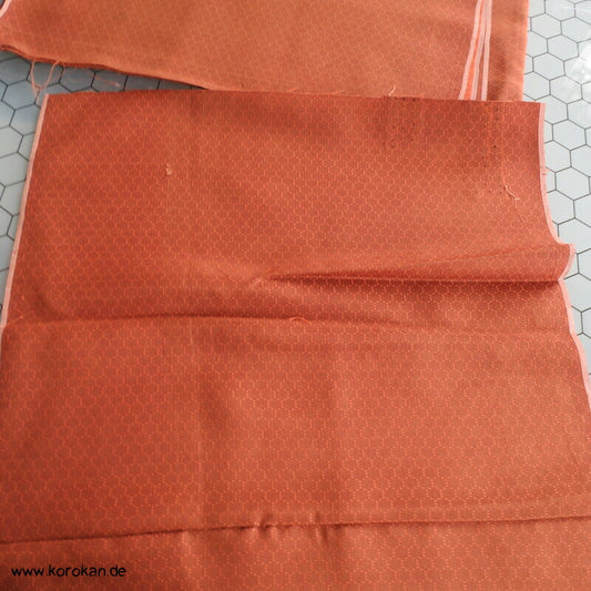 Seidenjacquard Kimono Stoffrest kleine gewebte Kikko in cognac