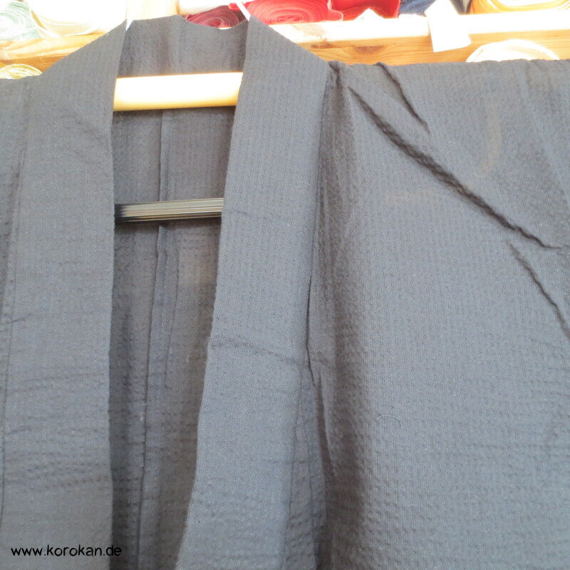 Yukata Kimono, reine Baumwolle, schwarzes Awa Shijira, wie neu