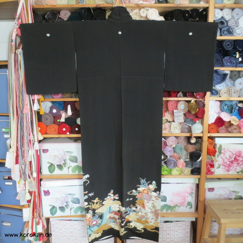 japanische Kicho Vorhänge Tomesode Seidencrepe Kimono