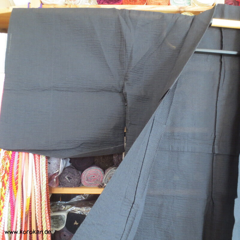 Yukata Kimono, reine Baumwolle, schwarzes Awa Shijira, wie neu