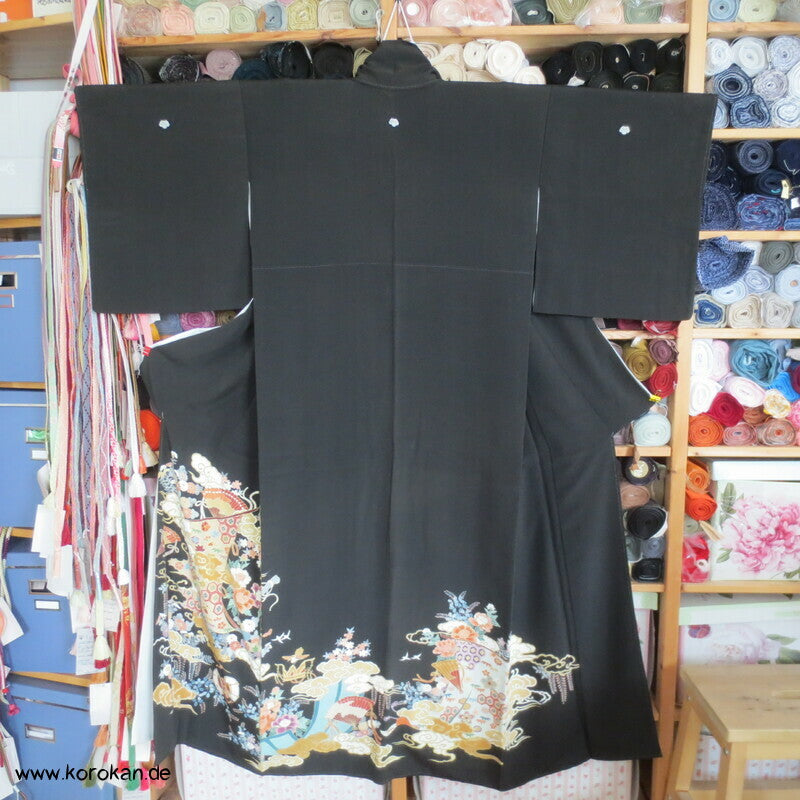 japanische Kicho Vorhänge Tomesode Seidencrepe Kimono