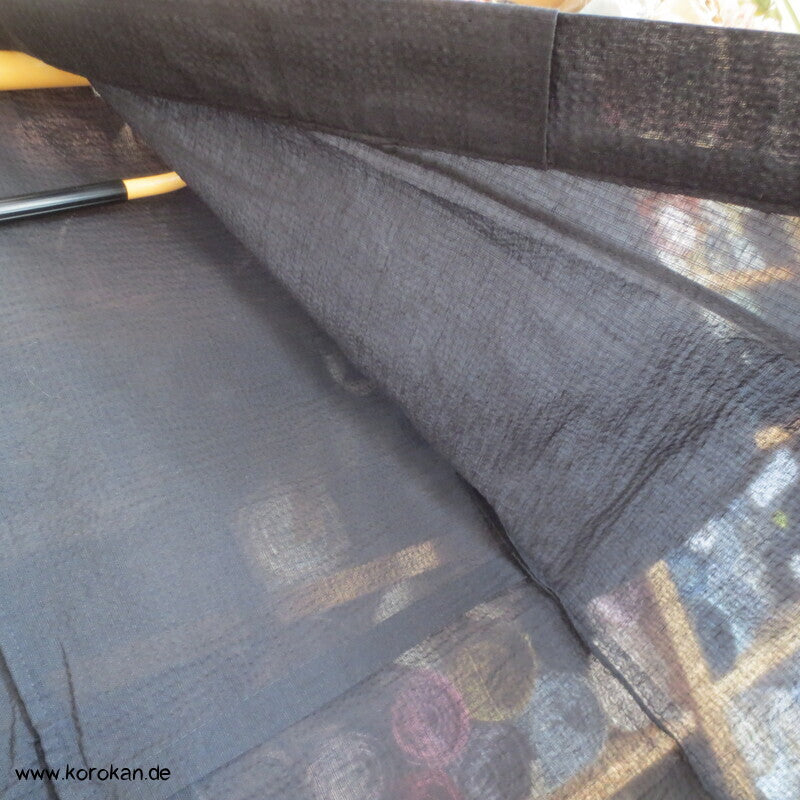 Yukata Kimono, reine Baumwolle, schwarzes Awa Shijira, wie neu