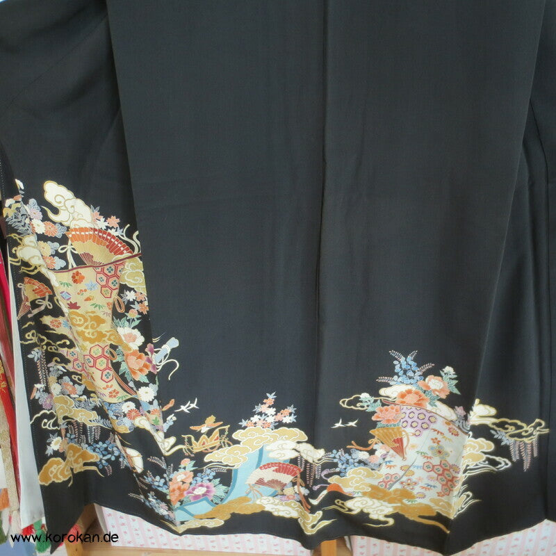 japanische Kicho Vorhänge Tomesode Seidencrepe Kimono