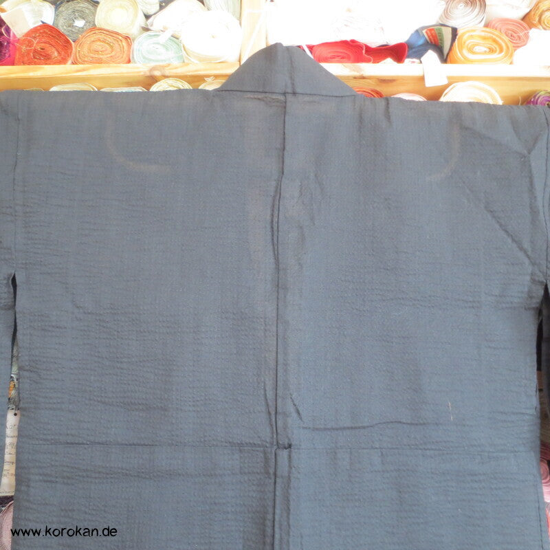 Yukata Kimono, reine Baumwolle, schwarzes Awa Shijira, wie neu