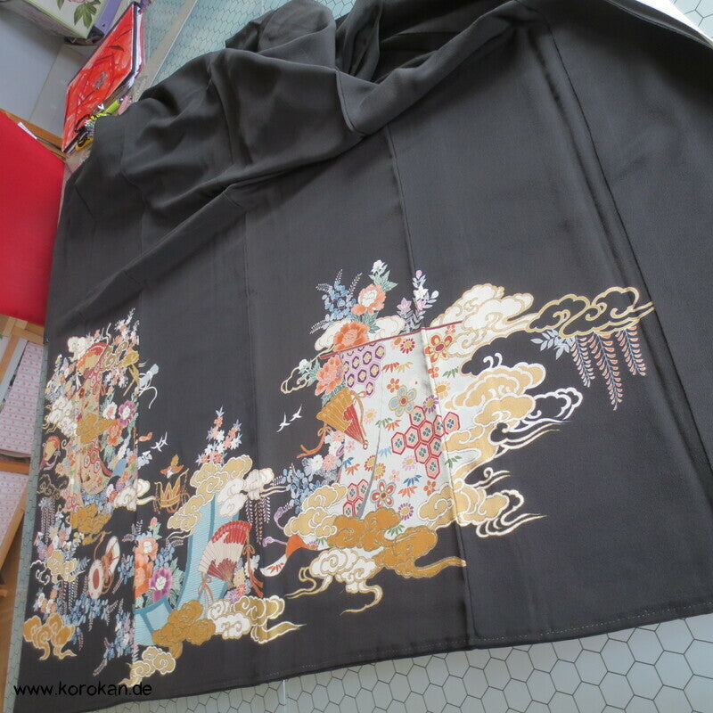 japanische Kicho Vorhänge Tomesode Seidencrepe Kimono