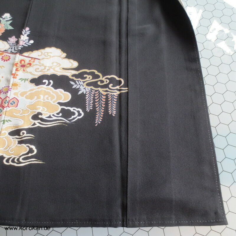 japanische Kicho Vorhänge Tomesode Seidencrepe Kimono