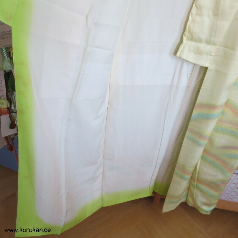 Homongi Seidendamast Kimono regenbogen auf lime