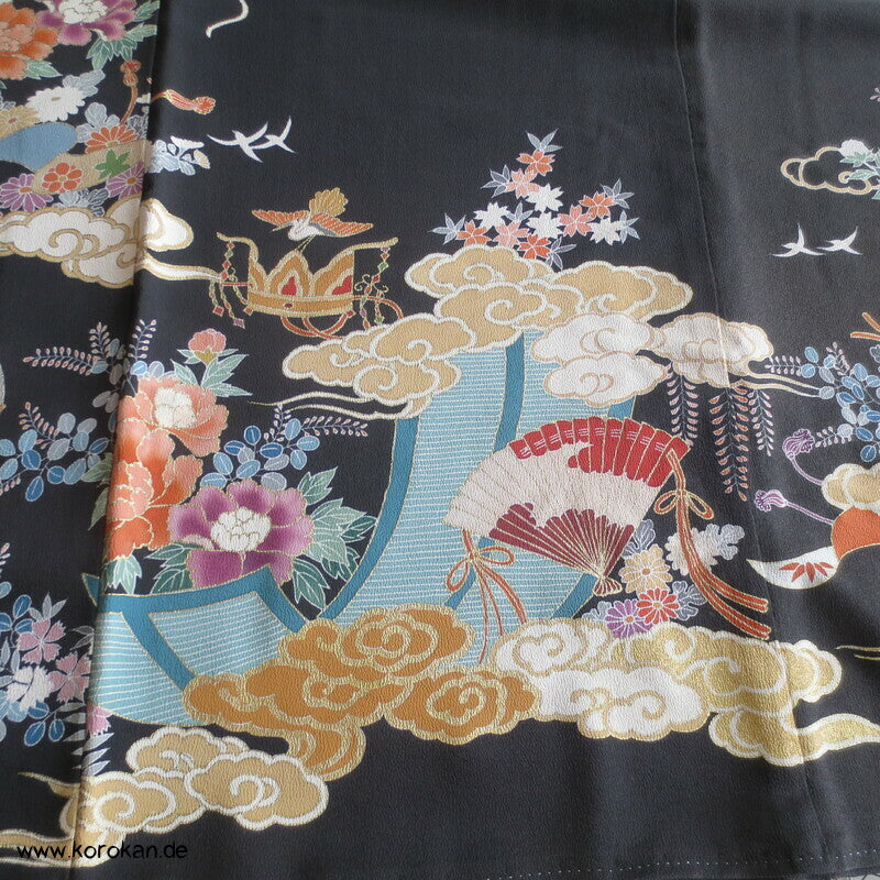 japanische Kicho Vorhänge Tomesode Seidencrepe Kimono