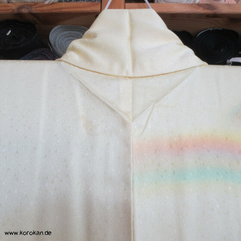 Homongi Seidendamast Kimono regenbogen auf lime