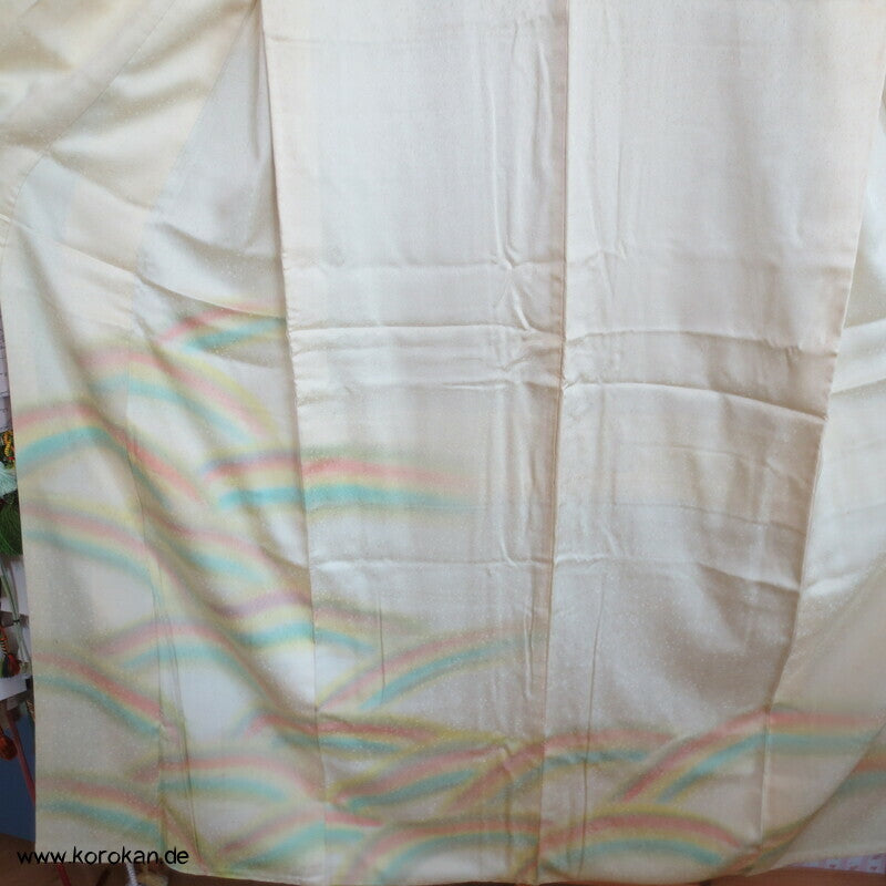 Homongi Seidendamast Kimono regenbogen auf lime