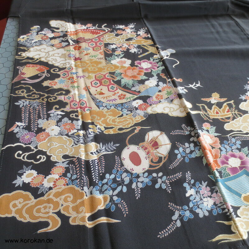 japanische Kicho Vorhänge Tomesode Seidencrepe Kimono