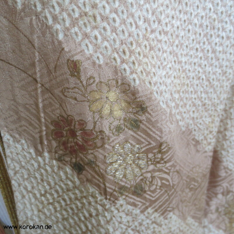 Full Shibori zarte Blütenbänder Homongi Seiden Kimono