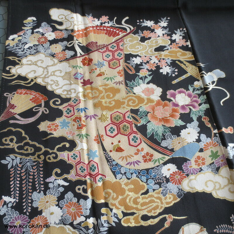 japanische Kicho Vorhänge Tomesode Seidencrepe Kimono