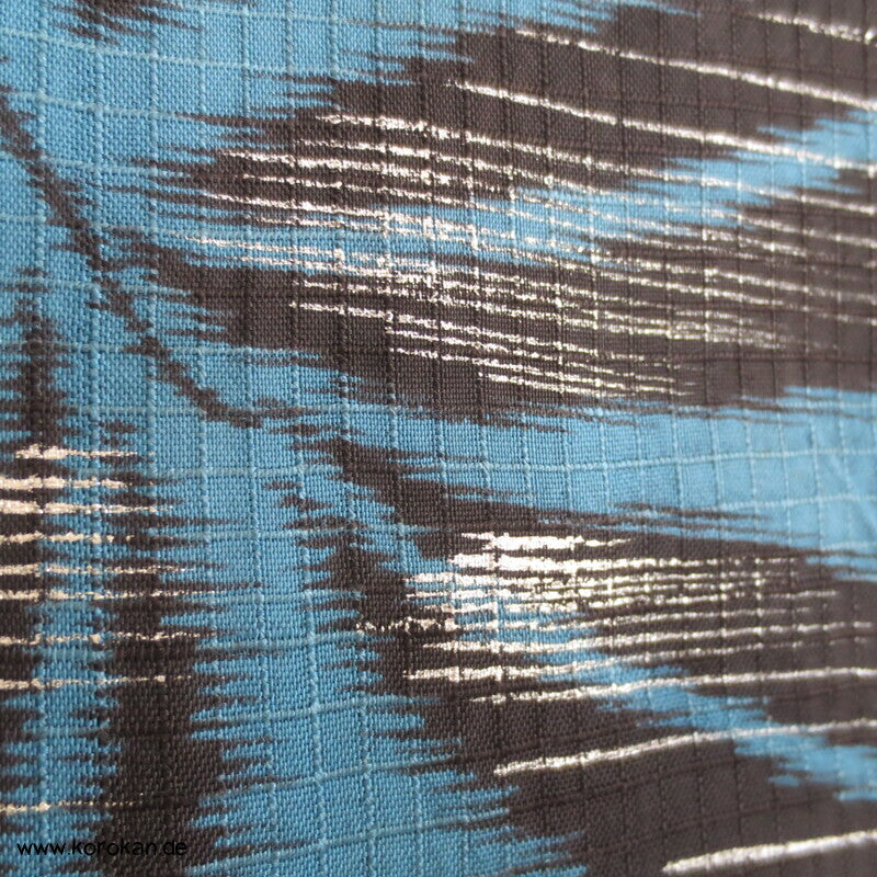 schwarzer Bambus in petrol blau Sha Seiden Hitoe Kimono, Chu Furisode
