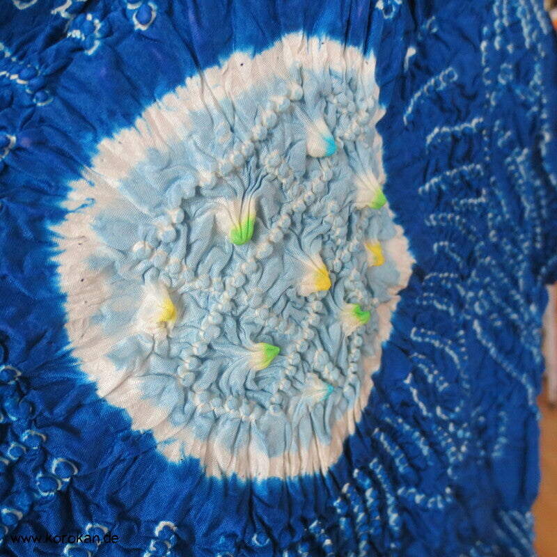 Full Shibori Seiden Kimono Schal, Kinder Sanyaku Obi