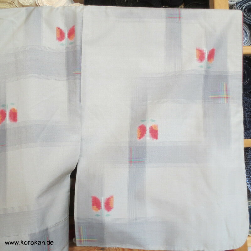 abstrakte Blüten Kasuri Tsumugi Seiden japanischer Alltags Kimono