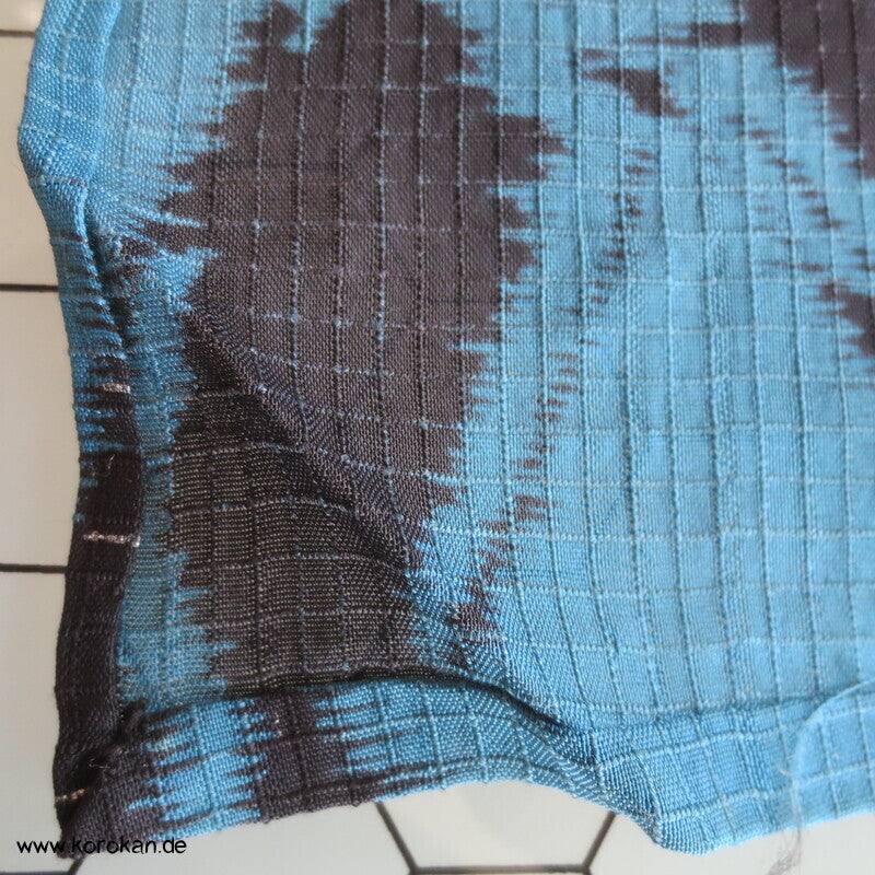 schwarzer Bambus in petrol blau Sha Seiden Hitoe Kimono, Chu Furisode