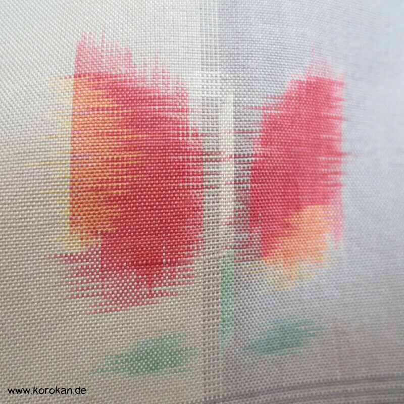 abstrakte Blüten Kasuri Tsumugi Seiden japanischer Alltags Kimono