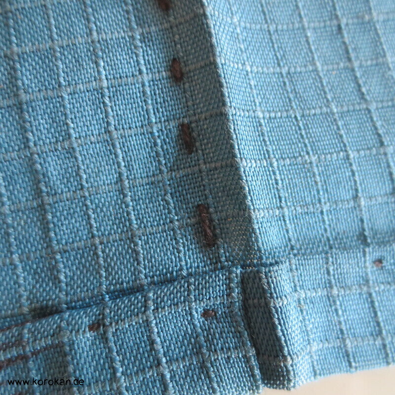 schwarzer Bambus in petrol blau Sha Seiden Hitoe Kimono, Chu Furisode