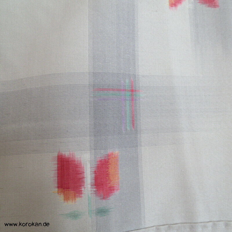 abstrakte Blüten Kasuri Tsumugi Seiden japanischer Alltags Kimono