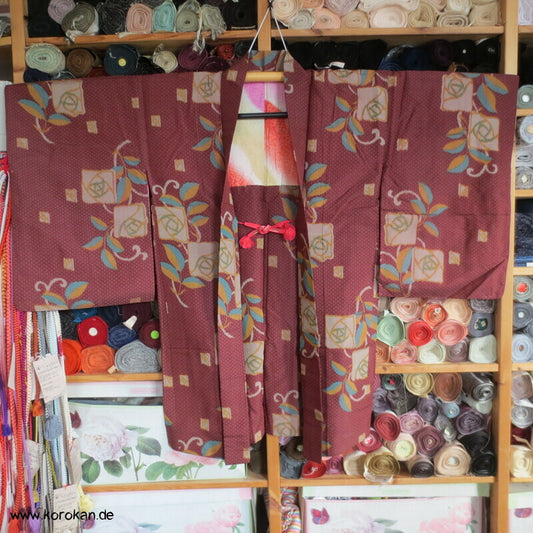 quadratische Morris Rosen Kimono Haori Jacke, Seiden Jacquard