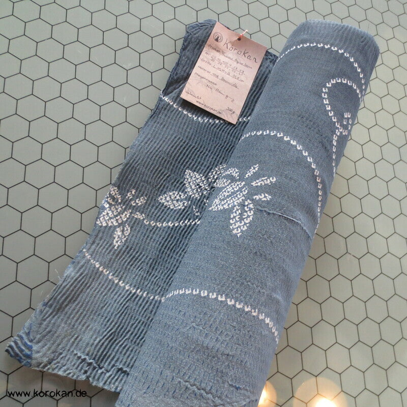 Flusswellen Itajime Shibori, Yukata Stoff, Baumwoll Krepp
