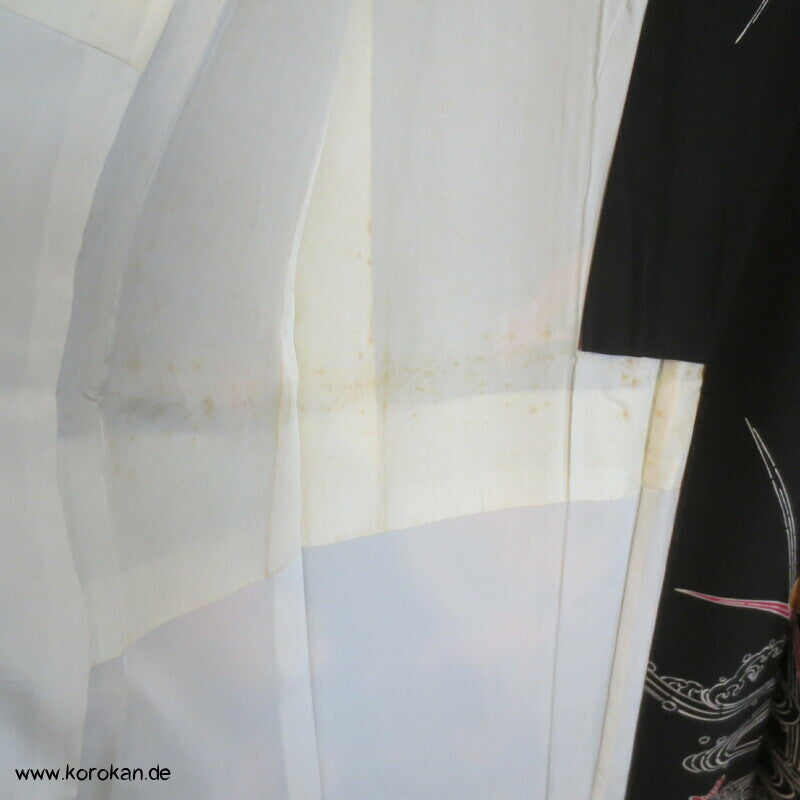 bunte Muster auf schwarzer Seide Homongi Kimono