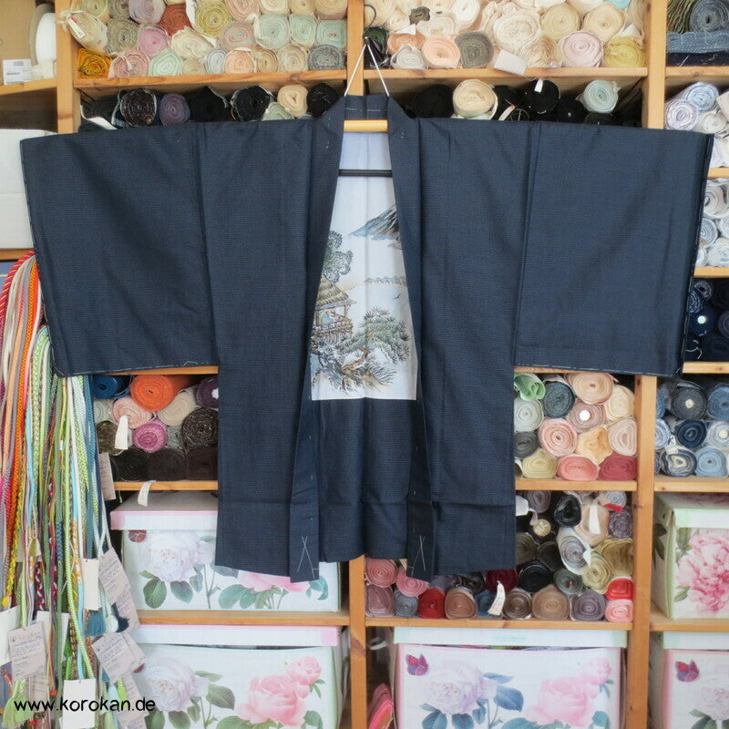 Lake Biwa Futter Kikko Kasuri Tsumugi Seiden Haori Kimono Jacke