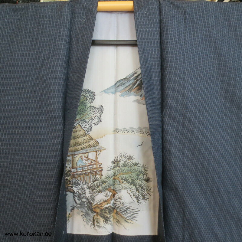 Lake Biwa Futter Kikko Kasuri Tsumugi Seiden Haori Kimono Jacke