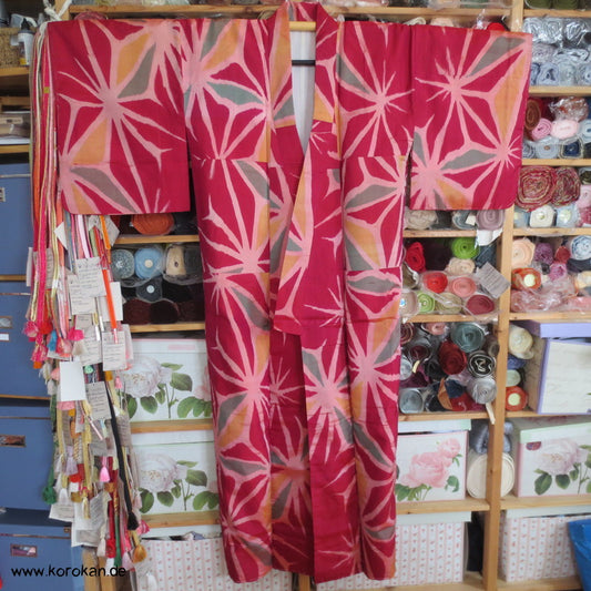 Riesen - Asanoha Meisen Seiden Komon Kimono