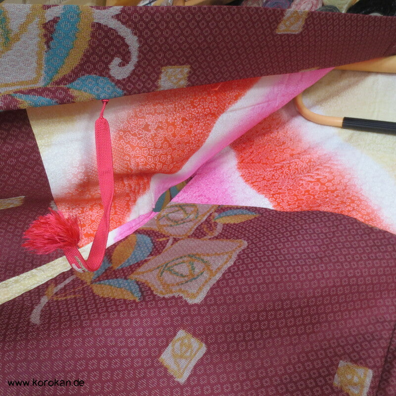 quadratische Morris Rosen Kimono Haori Jacke, Seiden Jacquard
