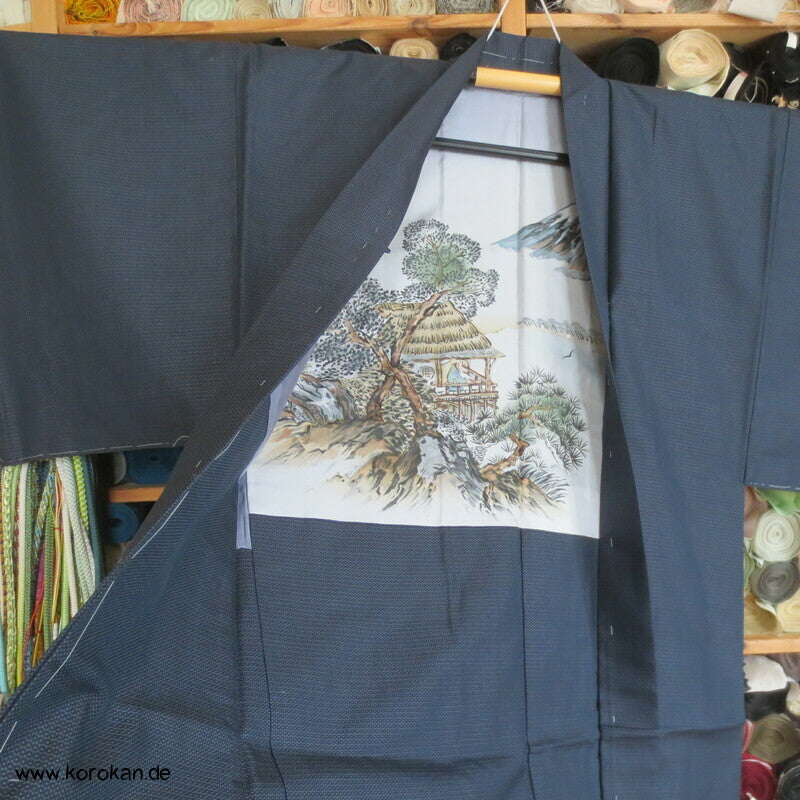 Lake Biwa Futter Kikko Kasuri Tsumugi Seiden Haori Kimono Jacke
