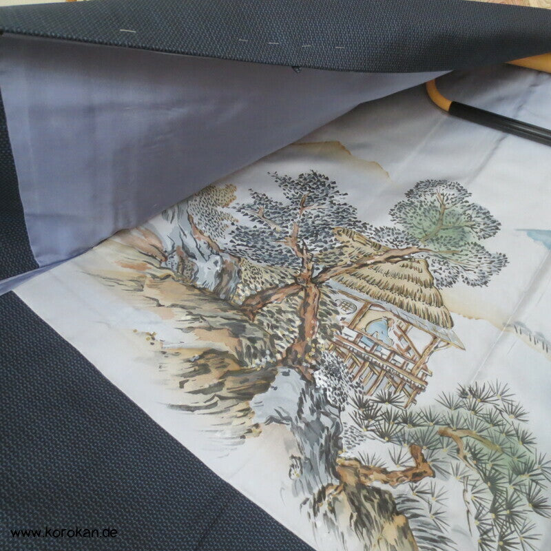 Lake Biwa Futter Kikko Kasuri Tsumugi Seiden Haori Kimono Jacke