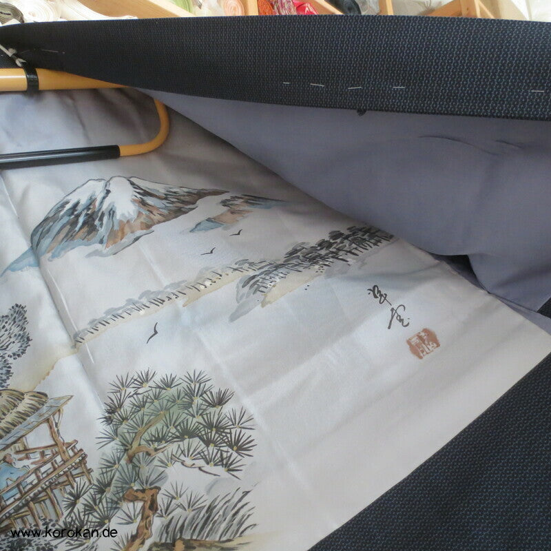 Lake Biwa Futter Kikko Kasuri Tsumugi Seiden Haori Kimono Jacke