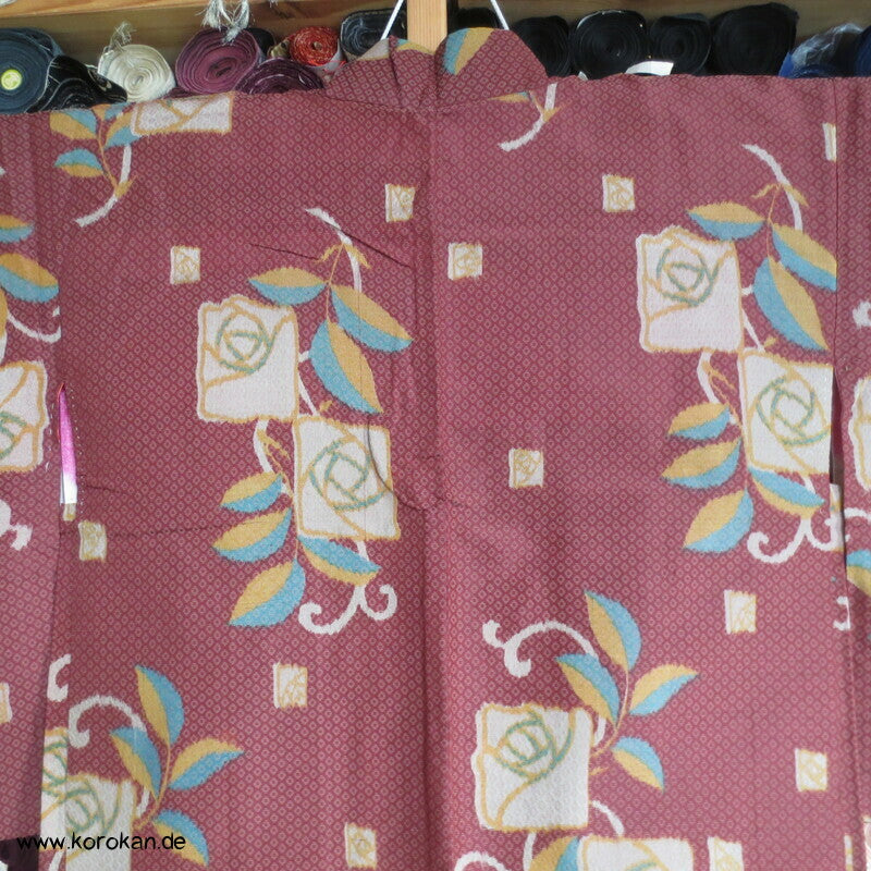quadratische Morris Rosen Kimono Haori Jacke, Seiden Jacquard