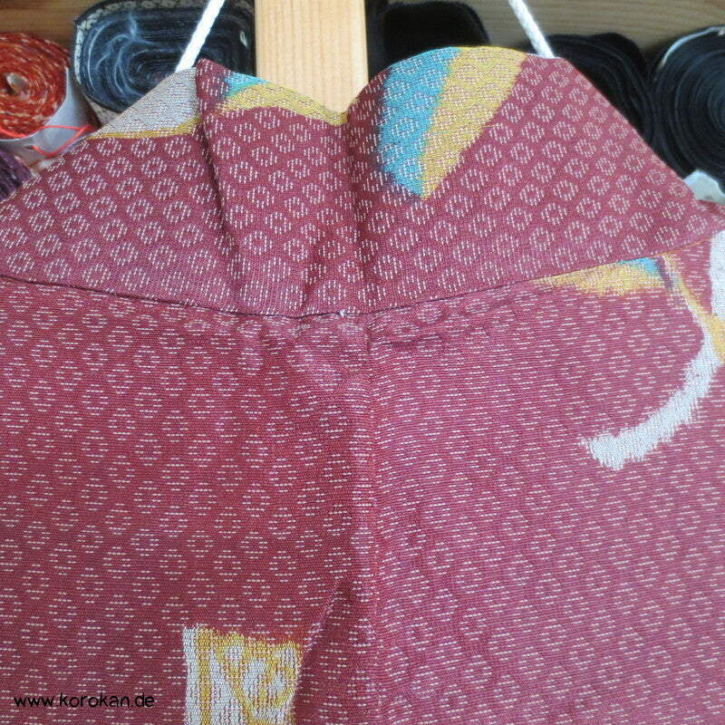 quadratische Morris Rosen Kimono Haori Jacke, Seiden Jacquard