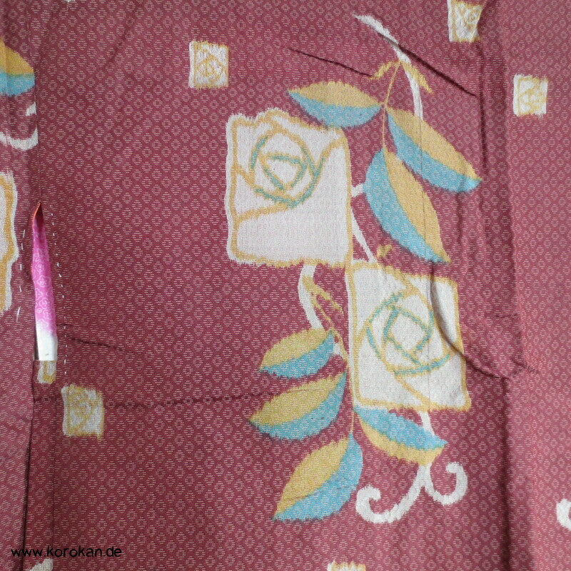 quadratische Morris Rosen Kimono Haori Jacke, Seiden Jacquard