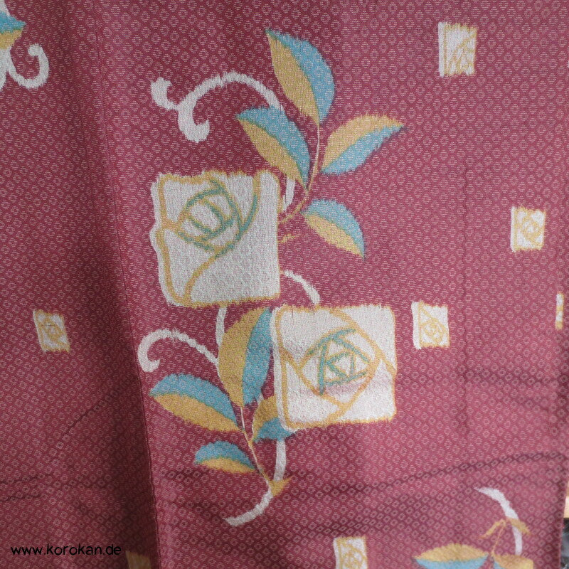 quadratische Morris Rosen Kimono Haori Jacke, Seiden Jacquard