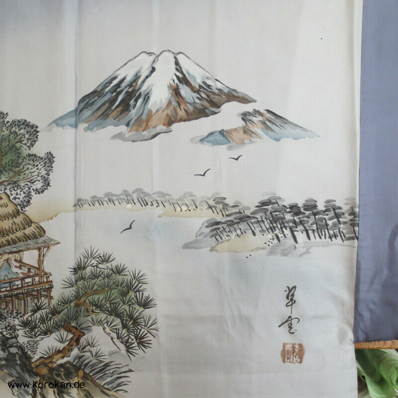 Lake Biwa Futter Kikko Kasuri Tsumugi Seiden Haori Kimono Jacke