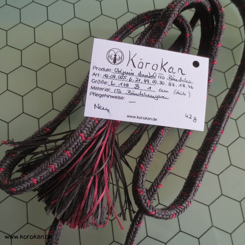 grau rosa ITO Bändchen Obijime, handgeflochtene Seide, neu